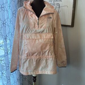 The north face windbreaker womens size medium quarter zip pink white gray spring